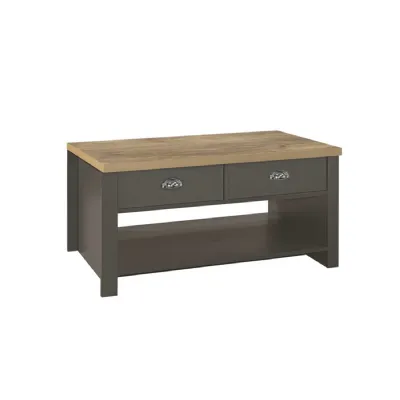 Highgate 2 Drawer Coffee Table Dark Grey & Oak Effect