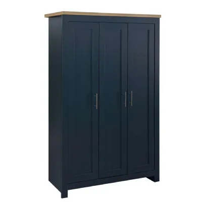 Highgate 3 Door Wardrobe Navy Blue & Oak Effect