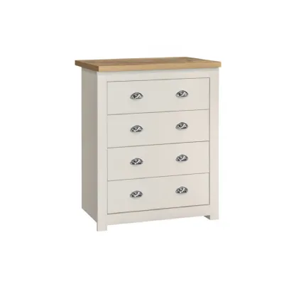 Highgate 4 Drawer Chest Cream & Oak Effect