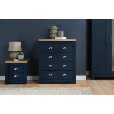 Highgate 4 Drawer Chest Navy Blue & Oak Effect