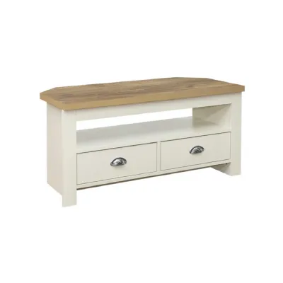 Highgate Corner TV Unit Cream & Oak Effect