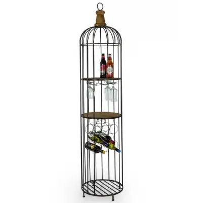 Black Cage Style Bar Storage Shelving Unit