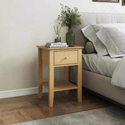 Light Oak 1 Drawer Bedside Table with Shelf
