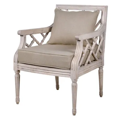 Imperial Bamboo Effect Chair with Linen Cushions