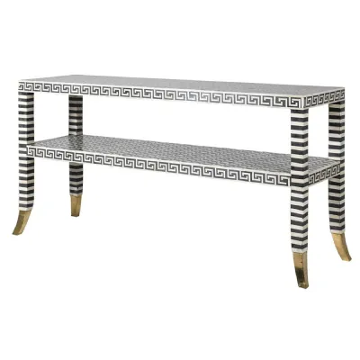 Black and White Bone Inlay Console Table
