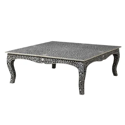 Black and White Bone Inlay Coffee Table