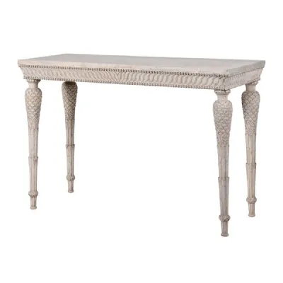 Distressed Acacia Carved Console Table