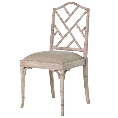 Warwick Distressed Faux Upholstered Bamboo Dining Chair