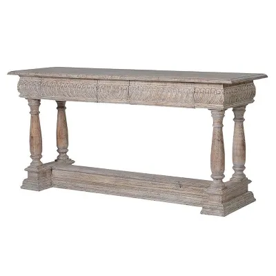 Large Refectory Console Table With Turned Leg Base