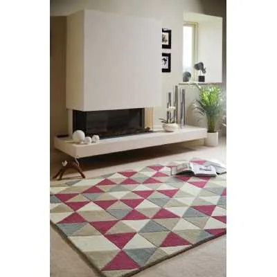 Origins Geometric Honeycomb Raspberry Multi Colour Hand Tufted Wool Rug 120x170cm
