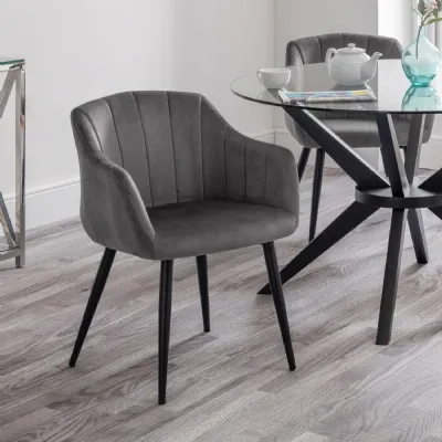 Set Of 2 Hobart Scalloped Dining Chairs Grey