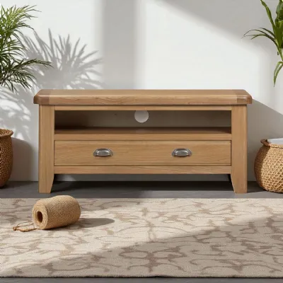 Modern Natural Oak Standard TV Unit with 1 Drawer