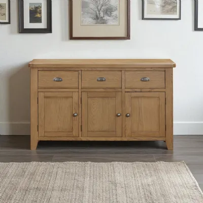 Contemporary Oak Large Sideboard with 3 Doors and 3 Drawers