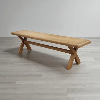 Modern Natural Oak 1.5M Dining Bench with Cross Legs