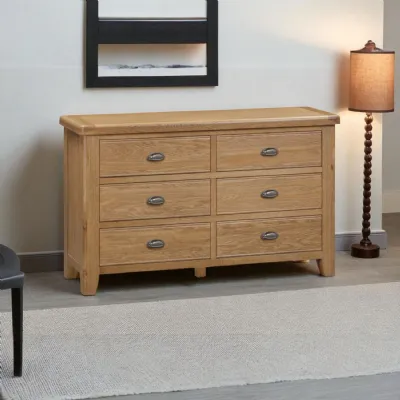 Rustic Smoked Oak Bedroom 6 Drawer Chest