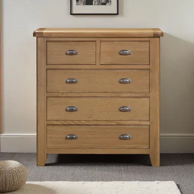 Rustic Smoked Oak 2 Over 3 Bedroom Chest