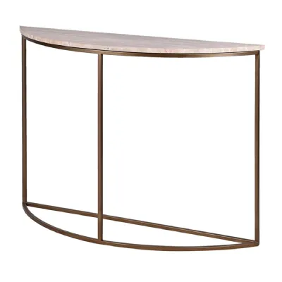 Travertine Demi lune Console Table