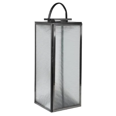 Large Ribbed Glass Lantern