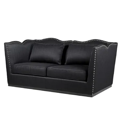 Black Studded 2 Seat Sofa