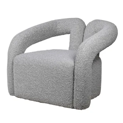 Grey Bouclé Sculpture Chair