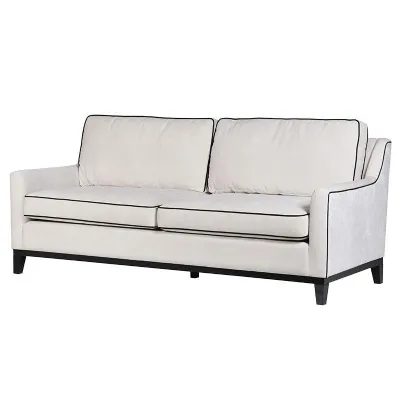 Modern Cream 3 Seater Sofa With Black Frame and Piping