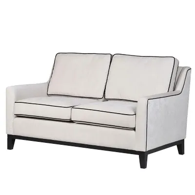 Modern Cream 2 Seater Sofa With Black Frame and Piping