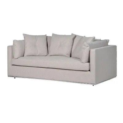 Modern Natural Fabric Upholstered 2 Seater Sofa With Cushions