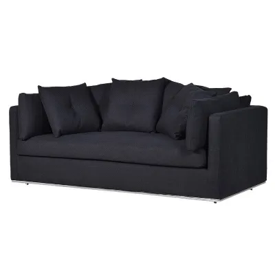Modern Black Upholstered 2 Seater Sofa