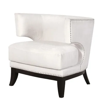 Comfy Cream Studded Velvet Modern Relaxing Armchair