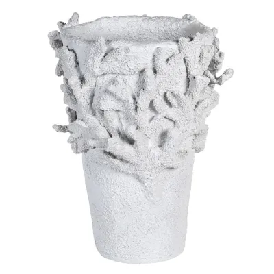 Large White Faux Coral Dry Vase
