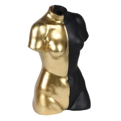 Gold and Black Torso Dry Vase