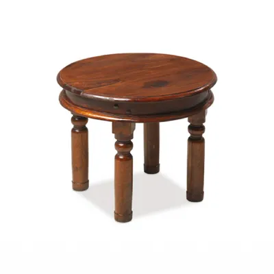 Traditional Sheesham Wood Round Coffee Table with Turned Legs