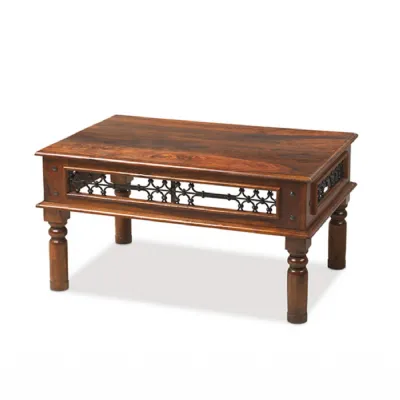 Colonial Sheesham Rectangular Coffee Table with Wrought Iron Detailing