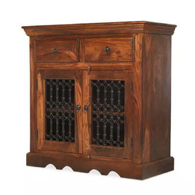 Colonial Style Sheesham Wood Small 2 Drawer 2 Door Sideboard