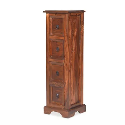 Colonial Style Dark Sheesham Wood 4 Drawer CD Storage Unit
