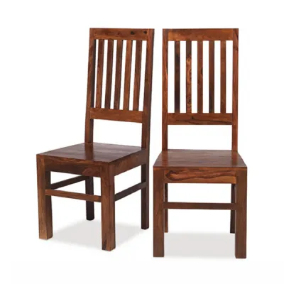 Traditional High Back Sheesham Wood Slat Dining Chairs
