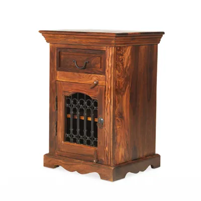 Colonial Sheesham Bedside Cabinet with Left Hinged Door and Drawer