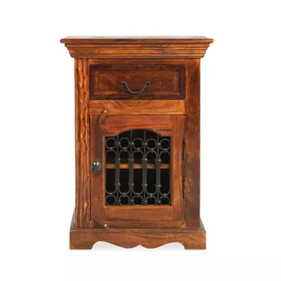 Colonial Sheesham Bedside Cabinet with Right Hinged Door and Drawer