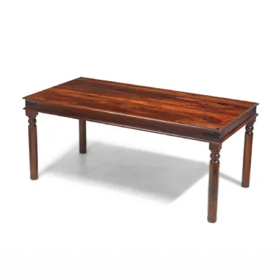 Traditional Sheesham Wood Fixed Top Rectangular 4 Seater Dining Table
