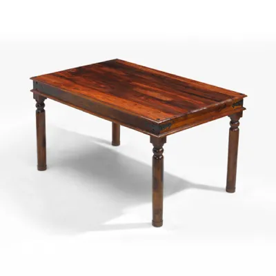 Colonial Style Solid Sheesham Fixed Top Rectangular 4 Seater Dining Table