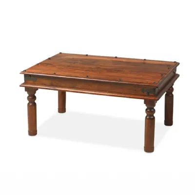 Colonial Style Dark Sheesham Rectangular Coffee Table with Turned Legs