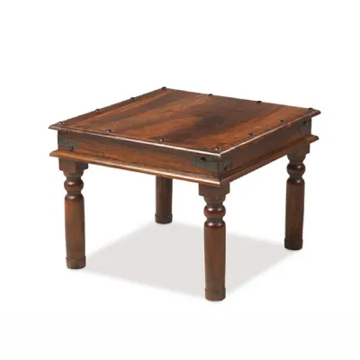 Colonial Style Dark Sheesham Square Coffee Table with Iron Stud Detailing