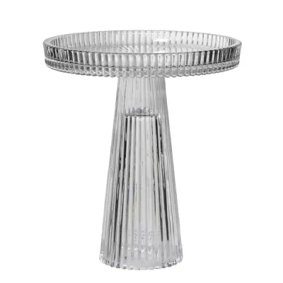 Large Ribbed Clear Glass Stand