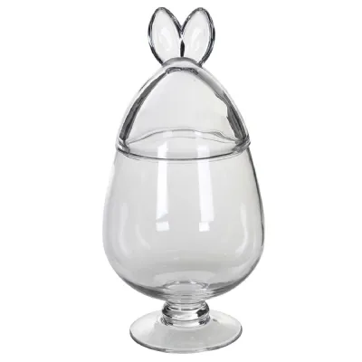 Tall Rabbit Ears Lidded Bonbon Glass Jar