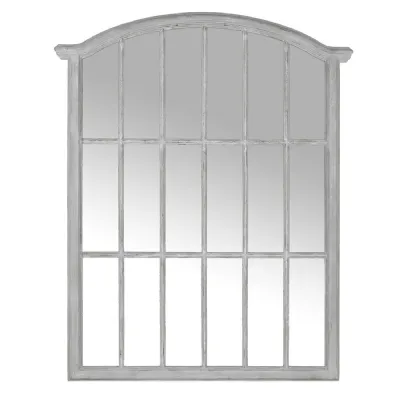 Grey Arched Windowpane Wall Mirror
