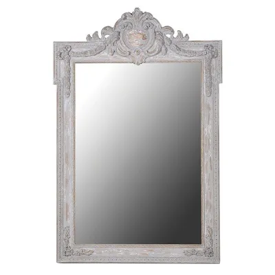 Distressed Shabby Chic Crest Top Carved Wall Mirror