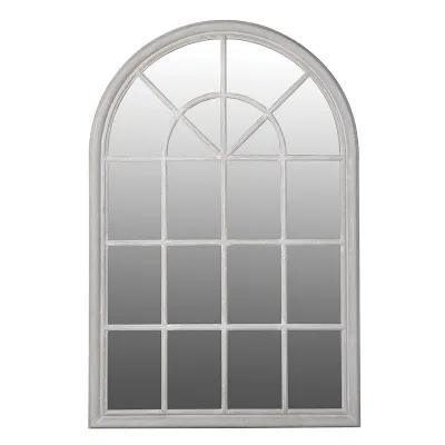 Large Grey Painted Shabby Chic Arched Multi Window Wall Mirror