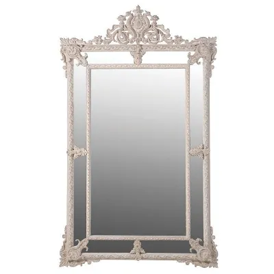 Ornate Large Cream Carved Framed Wall Mirror