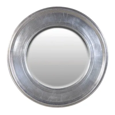 Large Modern Round Silver Effect Framed Wall Mirror