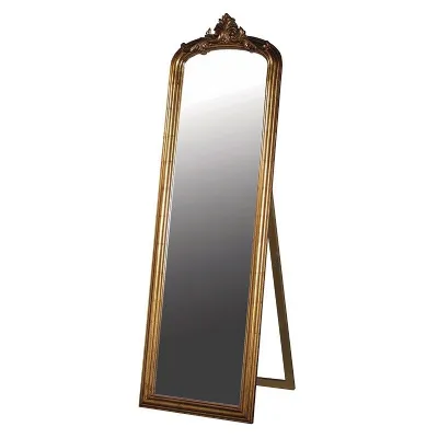 Large Antique Gold Finished Floor Standing Cheval Dressing Mirror